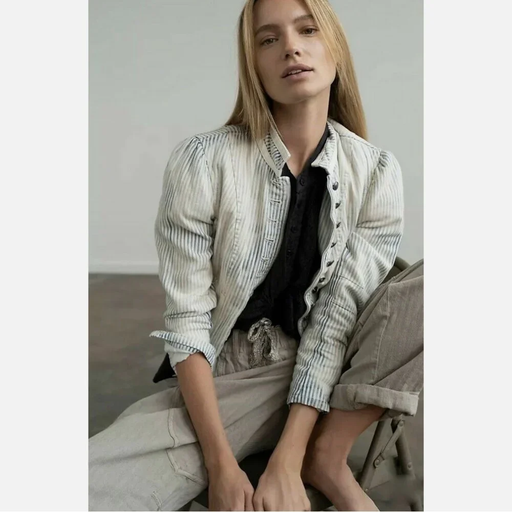 Free People Bleached Out Indigo Cassie Jacket